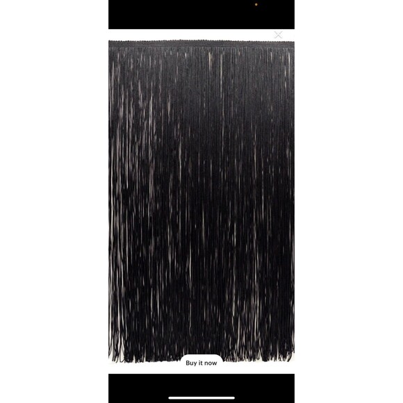 Chainette Fringe Trim, Style# CF18, Color# K9 -‎ Pure Black 11 yards - Picture 1 of 4